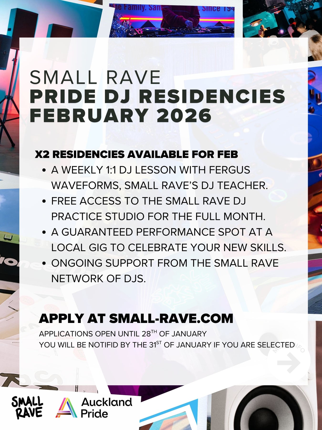 SMALL RAVE PRIDE DJ RESIDENCIES FEBRUARY 2026