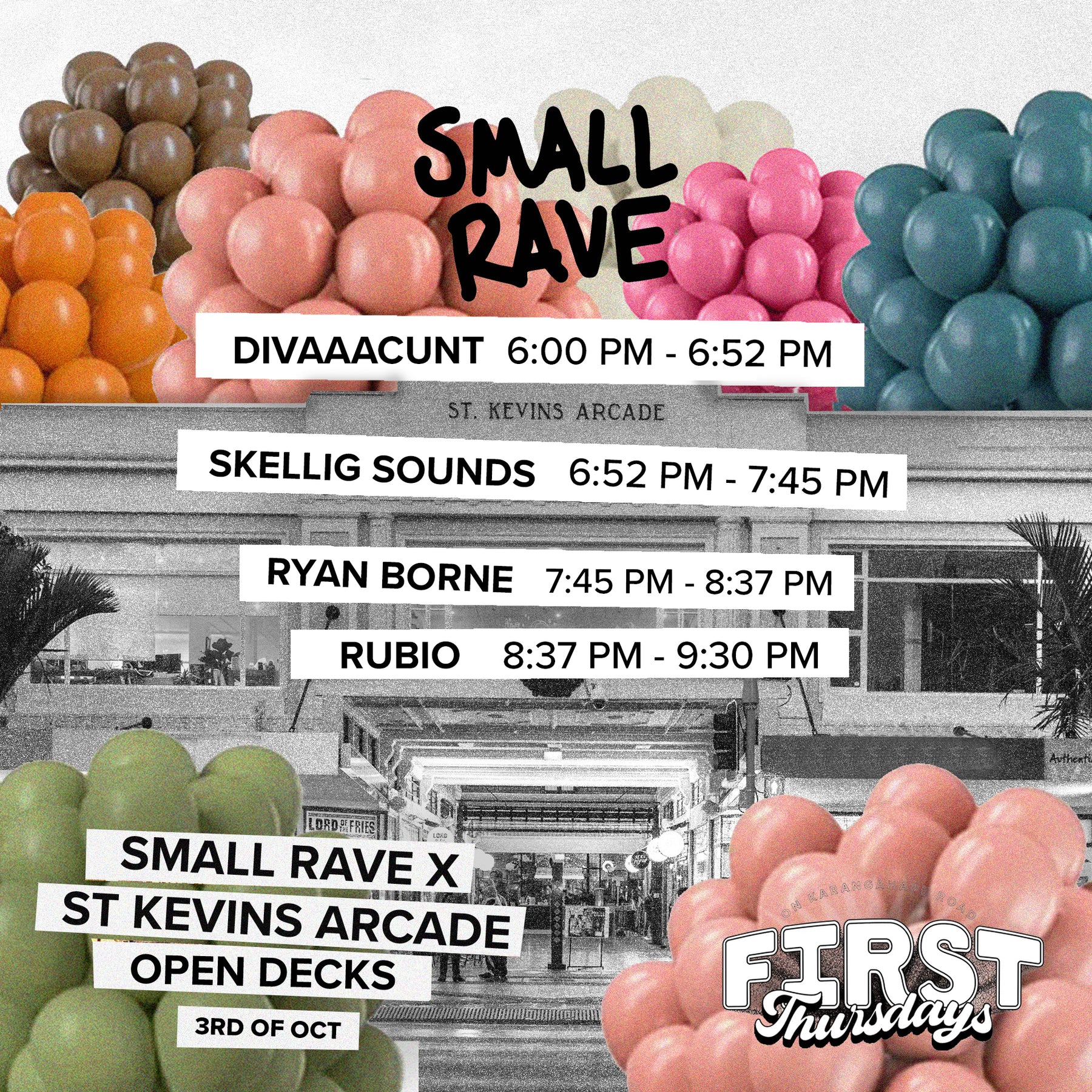 FIRST THURSDAYS SMALL RAVE X ST KEVINS ARCADE - OCTOBER DJ OPEN DECKS